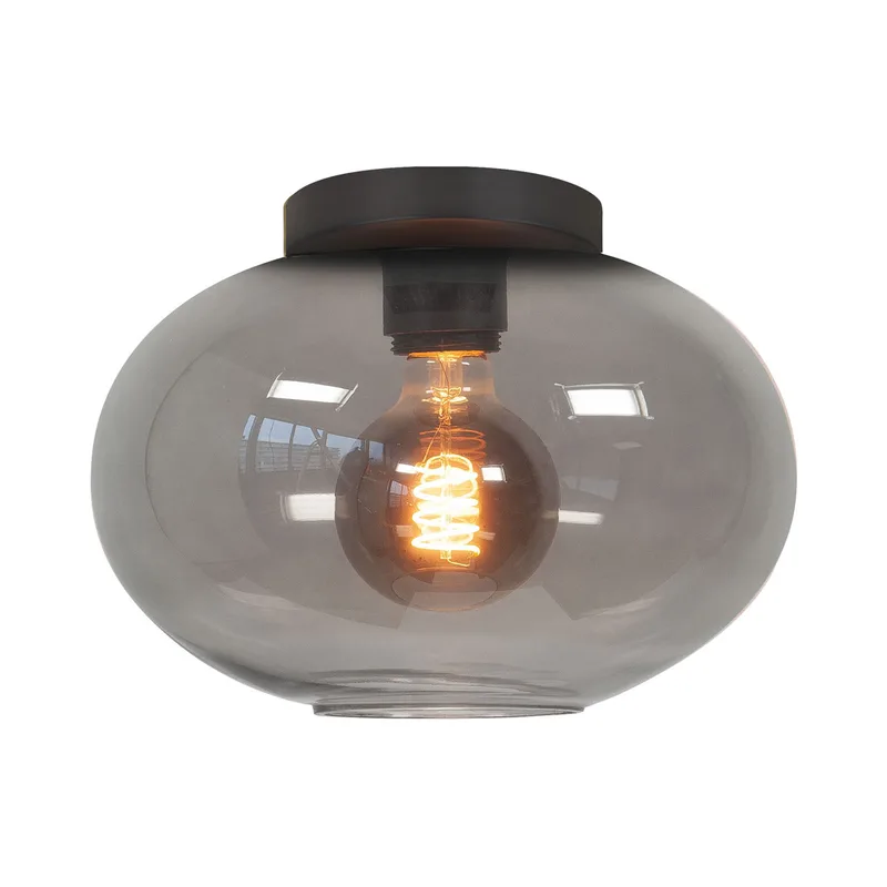 Plafondlamp | 26 cm | Bellini | E27 | smoke zwart | glas metaal | moderne decoratieve by Highlight – product photo