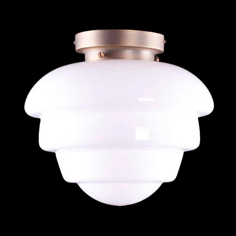 Plafondlamp | 30 cm | art deco met bronzen armatuur | E27 | brons wit | glas metaal | art deco retro de Highlight – photo produit 2 sur 3