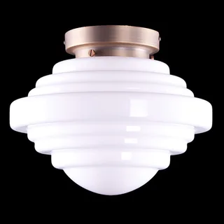 Plafondlamp | 30 cm | art deco met bronzen armatuur | E27 | brons wit | glas metaal | art deco by Highlight – product photo 2 of 3