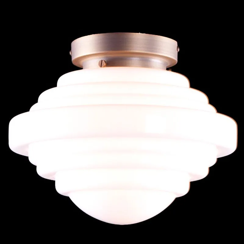 Plafondlamp | 30 cm | art deco met bronzen armatuur | E27 | brons wit | glas metaal | art deco by Highlight – product photo 1 of 3