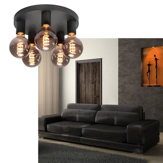 Plafondlamp | 30 cm | basic plafondlampen | 5 lichts | E27 | zwart | metaal | moderne decoratieve van Highlight – productfoto 2 van 3