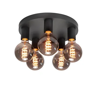 Plafondlamp | 30 cm | basic plafondlampen | 5 lichts | E27 | zwart | metaal | moderne decoratieve van Highlight – productfoto 1 van 3
