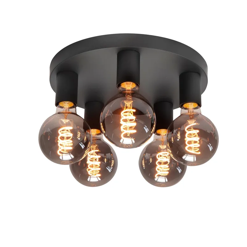 Plafondlamp | 30 cm | basic plafondlampen | 5 lichts | E27 | zwart | metaal | moderne decoratieve van Highlight – productfoto 1 van 3