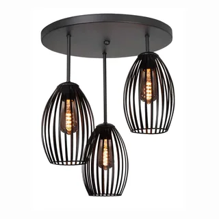 Plafondlamp | 45 cm | Gabbia | 3 lichts | E27 | zwart | metaal | modern landelijk trendy fra Highlight – produktbillede 1 af 3
