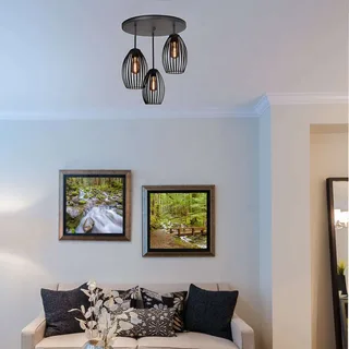 Plafondlamp | 45 cm | Gabbia | 3 lichts | E27 | zwart | metaal | modern landelijk trendy fra Highlight – produktbillede 2 af 3