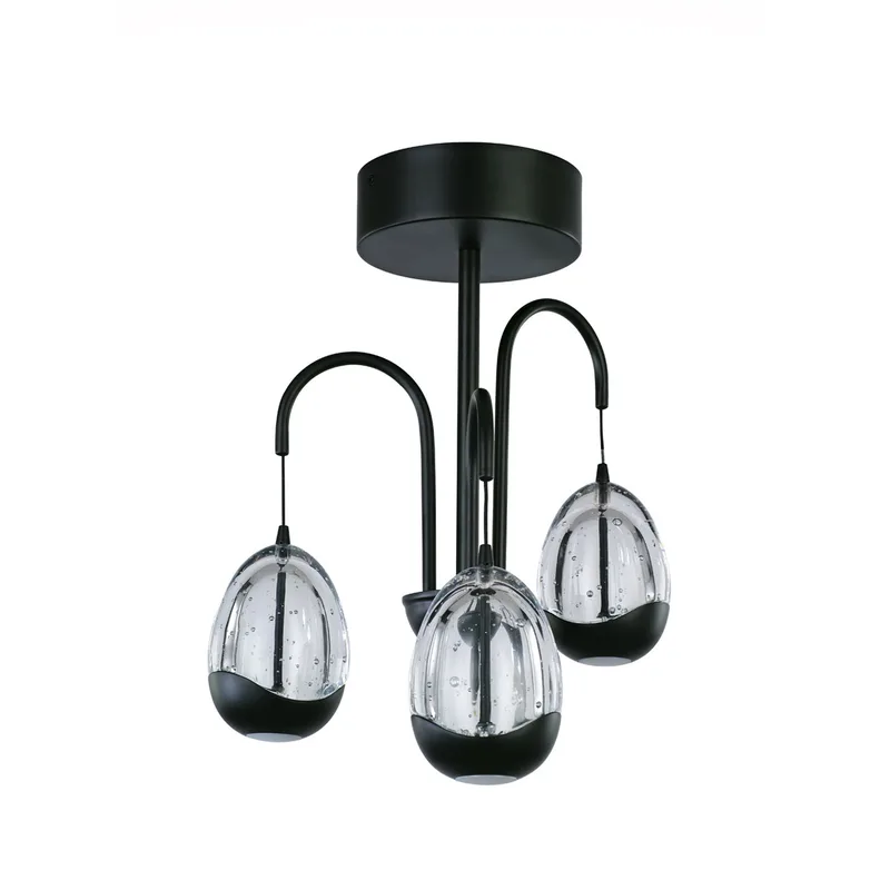Plafondlamp | 9,5 cm | Clear Egg | 3 lichts | transparant zwart | glas metaal | moderne romantische van Highlight – productfoto 2 van 2