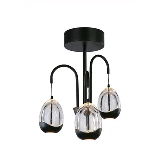 Plafondlamp | 9,5 cm | Clear Egg | 3 lichts | transparant zwart | glas metaal | moderne romantische van Highlight – productfoto 1 van 2