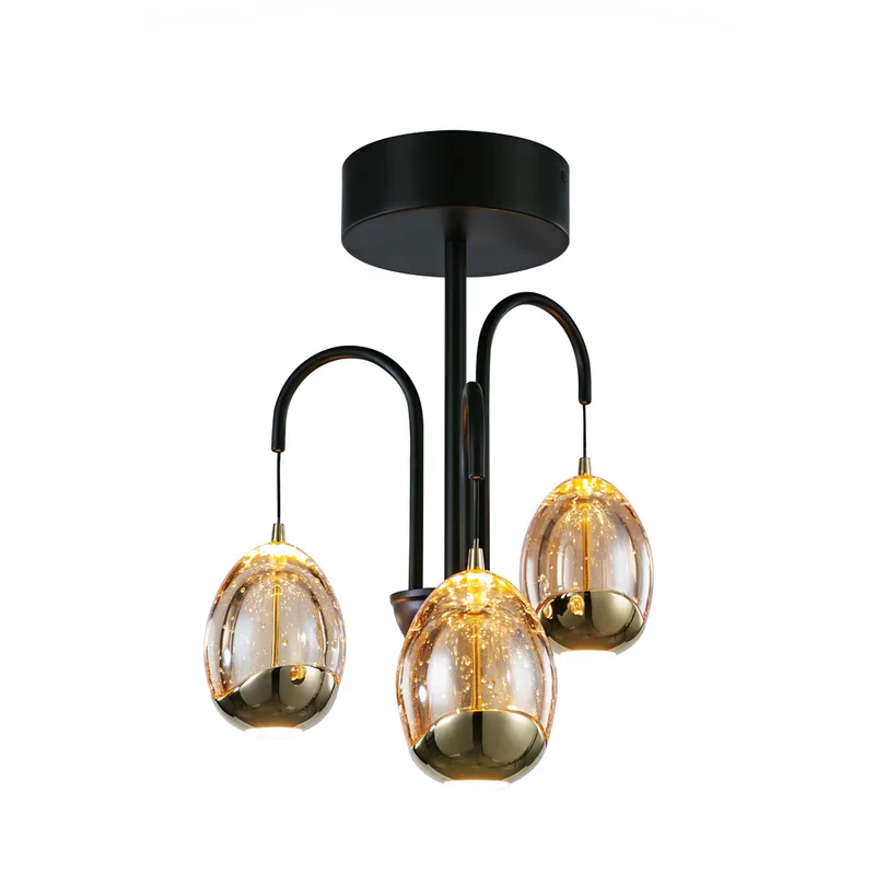 Plafondlamp | 9,5 cm | Golden Egg | 3 lichts | ingebouwde vervangbare LED module | amber goud zwart fra Highlight – produktbillede 1 af 3