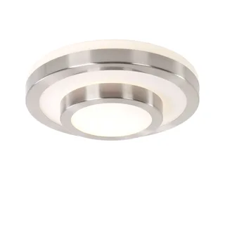 Plafondlamp badkamer Masterring | Ø 26 cm | geborsteld staal / wit | glas / metaal | modern design de Highlight – photo produit 1 sur 3