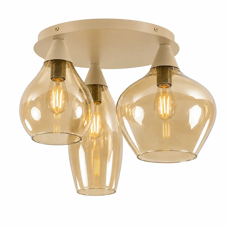 Plafondlamp Cambio 3 lichts Ø 32 cm beige de Highlight – photo produit