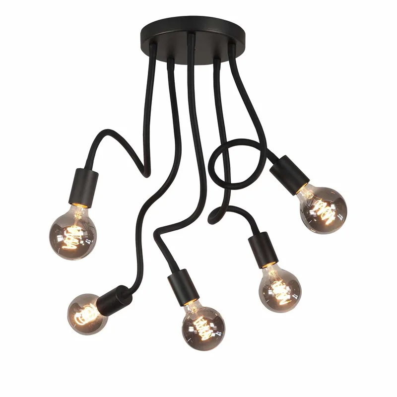 Plafondlamp Flex 5 lichts 50 cm E27 zwart fra Highlight – produktbillede