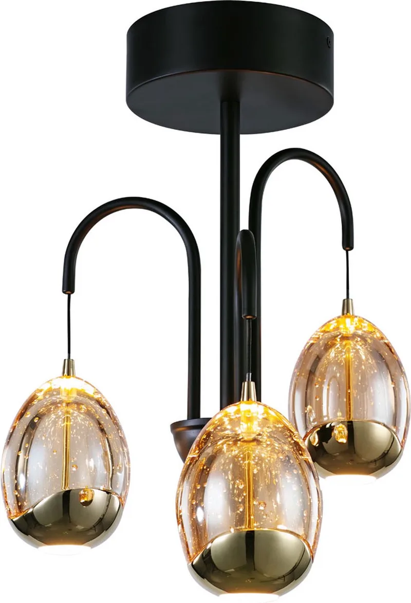 Plafondlamp Golden Egg 3 Lichts Led Amber - Zwart Ø 30cm de Highlight en Or, Noir – photo produit