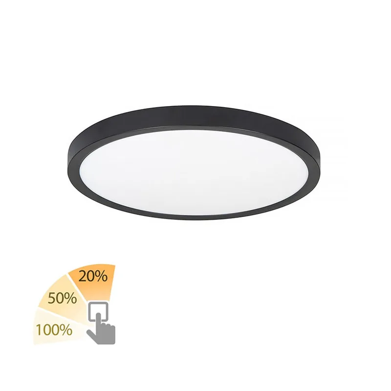 Plafondlamp Piatto Ø 23,5 cm 3 step DIM zwart de Highlight – photo produit