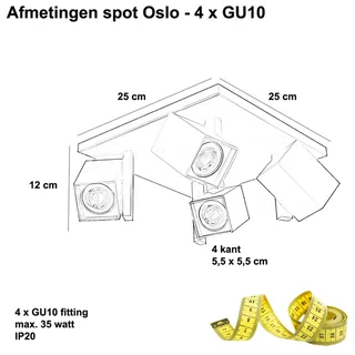 Plafondspot | 10 cm | Oslo spots | 4 lichts | GU10 | wit | metaal | moderne verlichting by Highlight – product photo 3 of 3