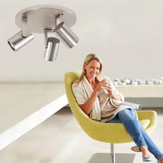 Plafondspot | 25 cm | Halospots mat staal | 3 lichts | GU10 | geborsteld staal | metaal | moderne fra Highlight – produktbillede 2 af 2