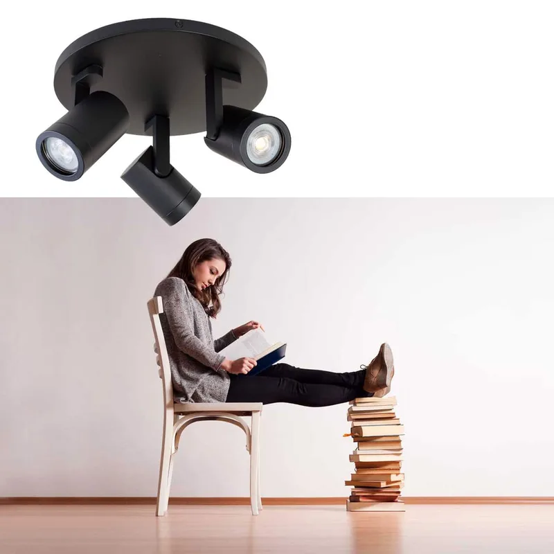 Plafondspot | 25 cm | halospots zwart | 3 lichts | GU10 | zwart | metaal | moderne verlichting fra Highlight – produktbillede 2 af 2