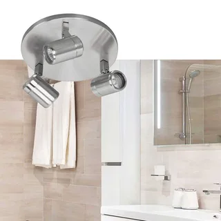 Plafondspot | 25 cm | rain spots IP44 | 3 lichts | GU10 | grijs staal | glas en metaal | moderne de Highlight – photo produit 2 sur 3