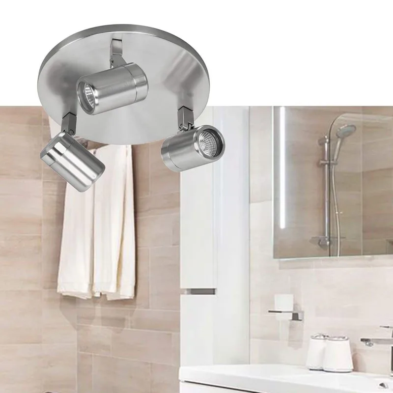 Plafondspot | 25 cm | rain spots IP44 | 3 lichts | GU10 | grijs staal | glas en metaal | moderne de Highlight – photo produit 2 sur 3