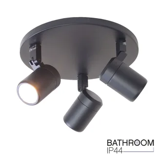 Plafondspot | 25 cm | Rain spots IP44 | 3 lichts | GU10 | zwart | glas en metaal | moderne de Highlight – photo produit 1 sur 3