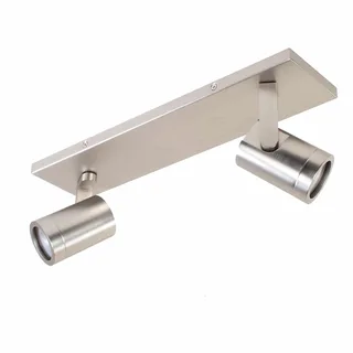 Plafondspot en wandspot | Halospots mat staal | 2 lichts | GU10 | geborsteld staal | metaal de Highlight – photo produit 1 sur 2