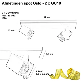 Plafondspot / wandspot | 10 cm | Oslo spots | 2 lichts | GU10 | wit | metaal | moderne verlichting von Highlight – Produktfoto 3 von 3