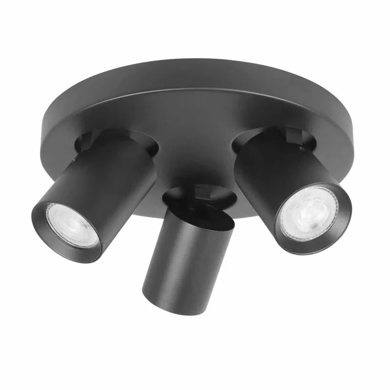 Plafonniere | 25 cm | Oliver spots | 3 lichts | GU10 | zwart | kunststof en metaal | moderne von Highlight – Produktfoto 1 von 2