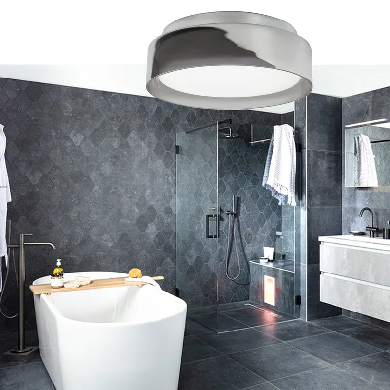 Plafonniere | 28 cm | clear | LED | grijs smoke | glas metaal | moderne functionele diffuse by Highlight – product photo 2 of 3