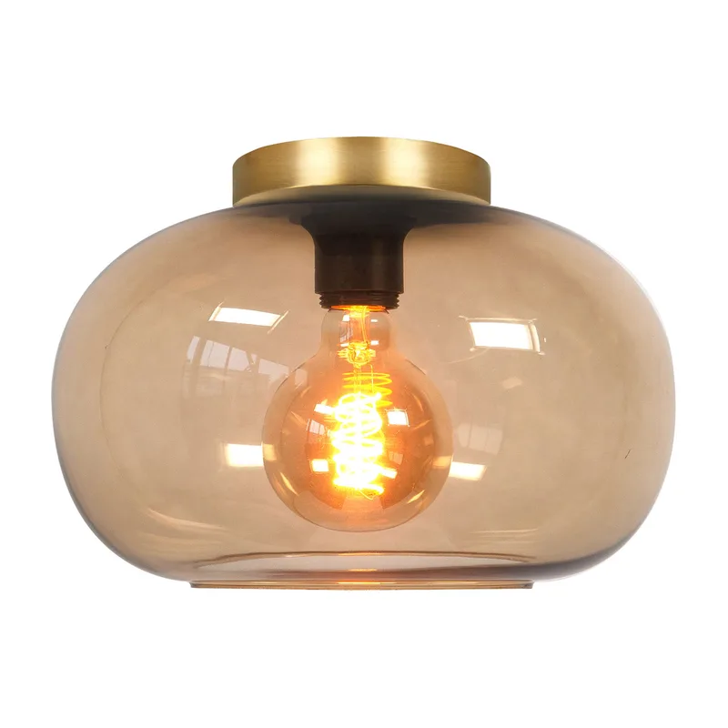 Plafonniere | 31 cm | Bellini | E27 | bruin goud zwart | glas metaal | moderne romantische by Highlight – product photo