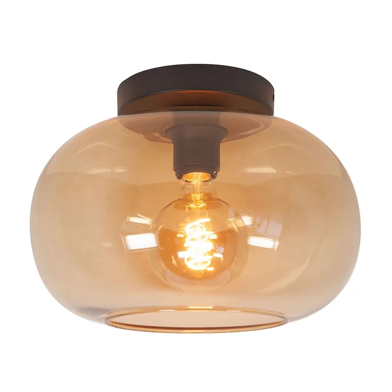 Plafonniere | 31 cm | Bellini | E27 | bruin zwart | glas metaal | modern romantisch sfeerverlichting fra Highlight – produktbillede