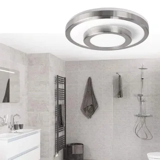 Plafonniere | 35 cm | Master Ring badkamer plafondlampen | 2 lichts | E27 | staal wit | glas metaal de Highlight – photo produit 2 sur 3