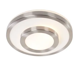 Plafonniere | 35 cm | Master Ring badkamer plafondlampen | 2 lichts | E27 | staal wit | glas metaal de Highlight – photo produit 1 sur 3