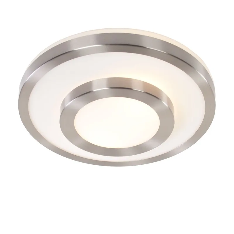Plafonniere | 35 cm | Master Ring badkamer plafondlampen | 2 lichts | E27 | staal wit | glas metaal de Highlight – photo produit 1 sur 3
