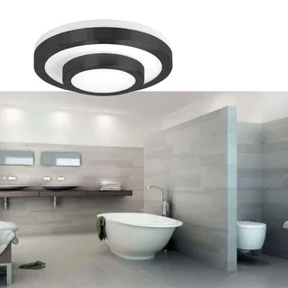 Plafonniere badkamer | 26 cm | master ring badkamer plafondlampen | E27 | zwart wit | glas metaal de Highlight – photo produit 2 sur 3