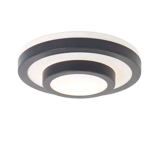 Plafonniere badkamer | 26 cm | master ring badkamer plafondlampen | E27 | zwart wit | glas metaal de Highlight – photo produit 1 sur 3