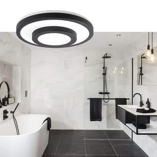 Plafonniere badkamer | 35 cm | master ring badkamer plafondlampen | 2 lichts | E27 | zwart | glas von Highlight – Produktfoto 2 von 3