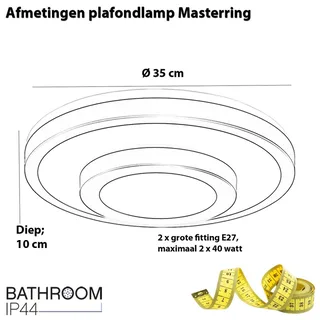 Plafonniere badkamer | 35 cm | master ring badkamer plafondlampen | 2 lichts | E27 | chroom wit de Highlight – photo produit 3 sur 3