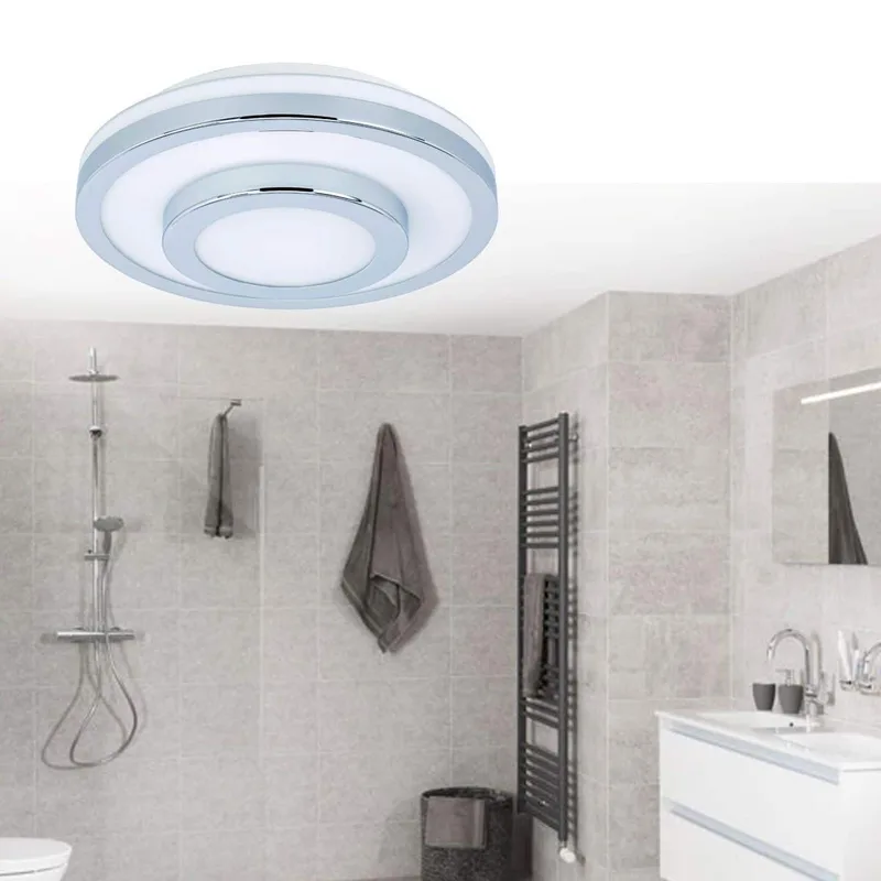 Plafonniere badkamer | 35 cm | master ring badkamer plafondlampen | 2 lichts | E27 | chroom wit de Highlight – photo produit 2 sur 3