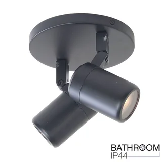 Ronde badkamerspot Rain | 2 lichts | zwart | glas / metaal | GU10 | Ø 15 cm | IP44 | zwenk- en fra Highlight – produktbillede 1 af 3
