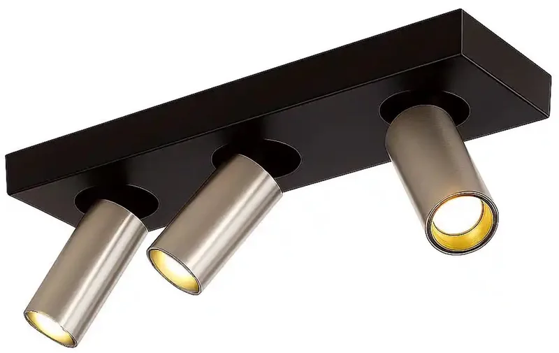 Spot Eliano 3 lichts L 36 cm zwart van Highlight in Mat chroom – productfoto