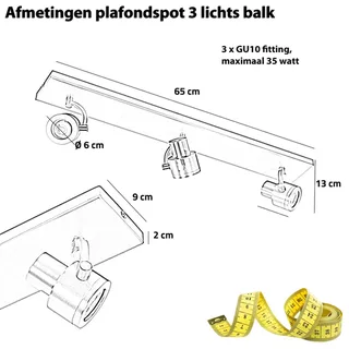 Spot plafondlamp | Alto spots | 3 lichts | GU10 | zwart | metaal | modern industrieel de Highlight – photo produit 3 sur 3