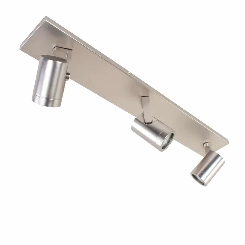 Spotlamp | Halospots mat staal | 3 lichts | GU10 | geborsteld staal | metaal | moderne verlichting de Highlight – photo produit 1 sur 2