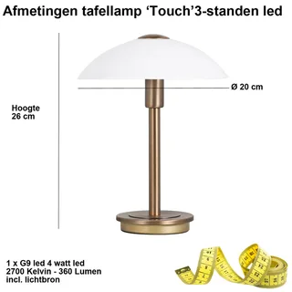 Tafellamp | 20 cm | Touch lampen | G9 | brons glas metaal | decoratieve diffuse functionele by Highlight – product photo 3 of 3