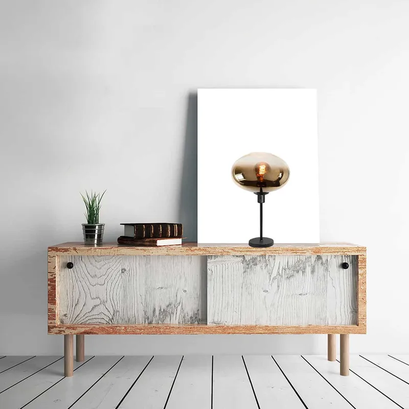 Tafellamp | 26 cm | Bellini | E27 | amber goud zwart | glas metaal | moderne decoratieve de Highlight – photo produit 2 sur 3