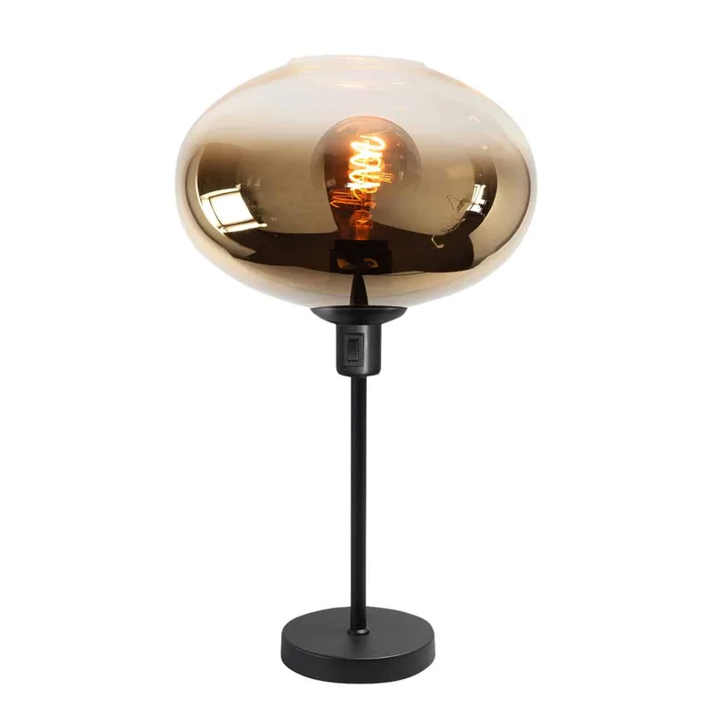Tafellamp | 26 cm | Bellini | E27 | amber goud zwart | glas metaal | moderne decoratieve de Highlight – photo produit 1 sur 3