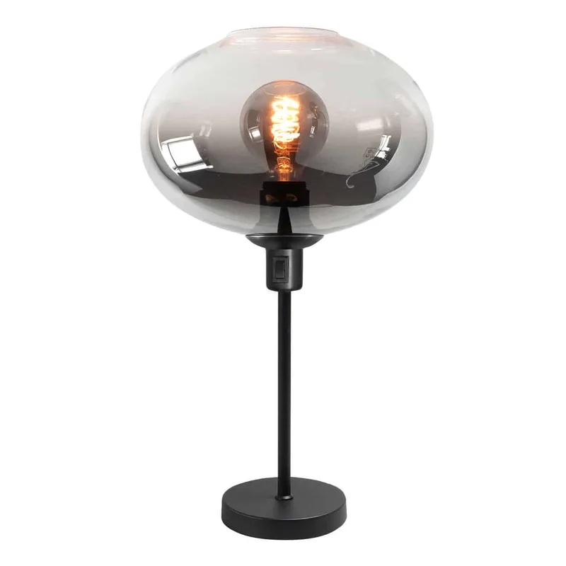 Tafellamp | 26 cm | Bellini | E27 | smoke zwart | glas metaal | modern sfeervol von Highlight – Produktfoto 1 von 3