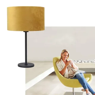 Tafellamp | 30 cm | project | E27 | geel zwart | metaal stof | moderne sfeerverlichting de Highlight – photo produit 2 sur 2