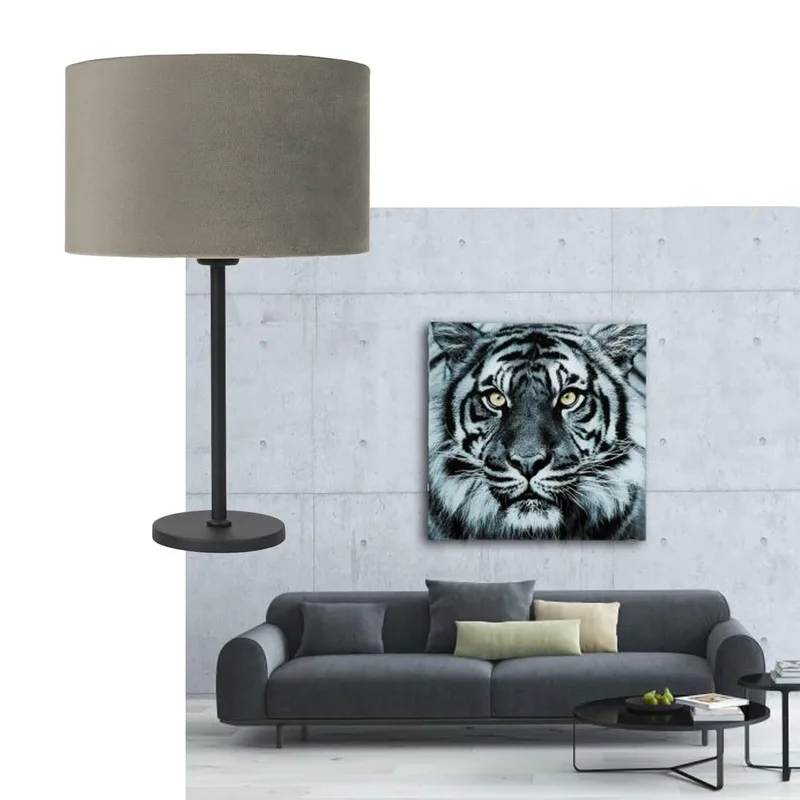 Tafellamp | 30 cm | project | E27 | grijs zwart | metaal stof | moderne sfeerverlichting de Highlight – photo produit 2 sur 3