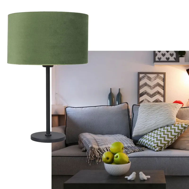 Tafellamp | 30 cm | project | E27 | groen zwart | metaal stof | moderne sfeerverlichting de Highlight – photo produit 2 sur 2