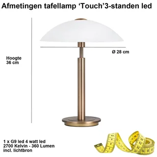 Tafellamp | 30 cm | touch lampen | G9 | brons | glas met metaal | decoratieve, diffuse, functionele de Highlight – photo produit 3 sur 3