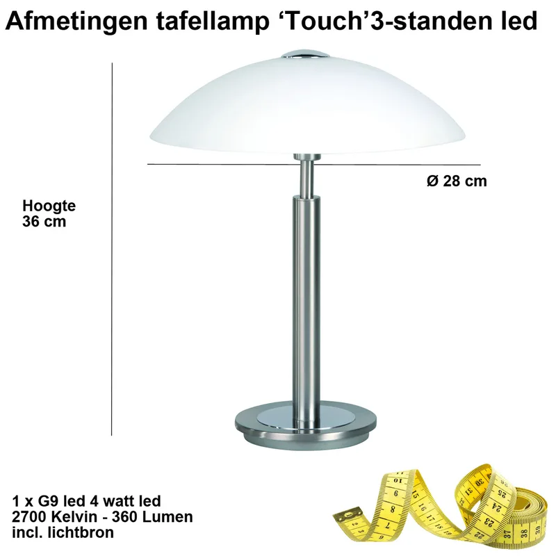 Tafellamp | 30 cm | Touch lampen | G9 | staal wit | glas metaal | moderne sfeer verlichting de Highlight – photo produit 3 sur 3